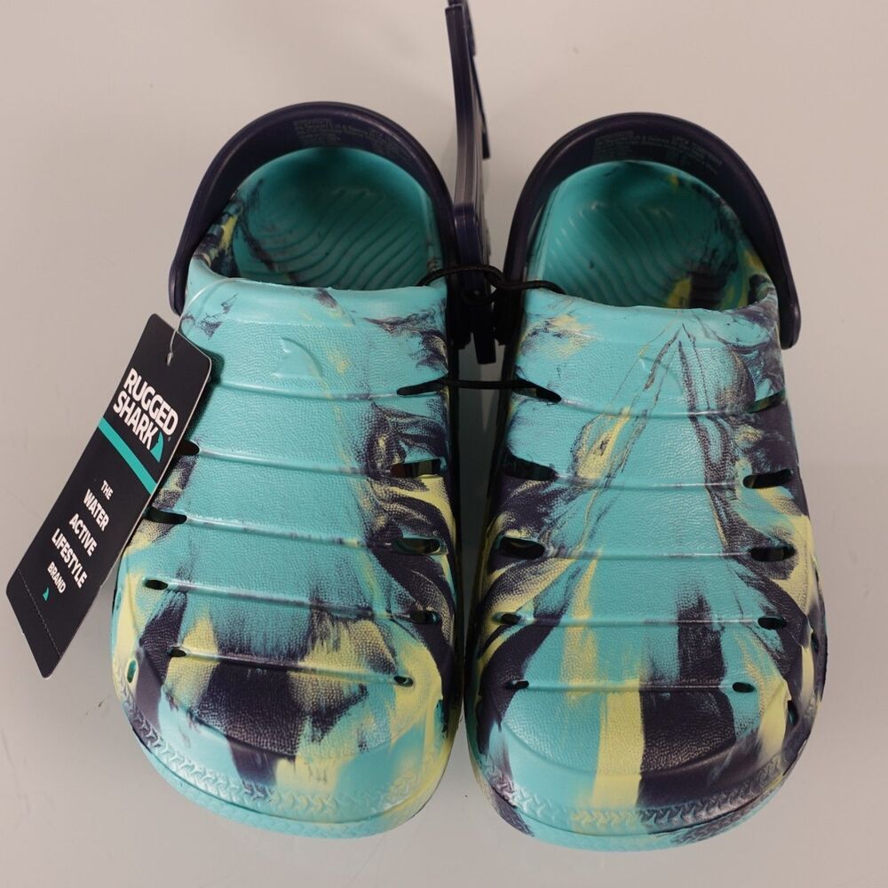 Rugged Shark Toddler Kids Eva Slip-On Clogs Child Water Shoes Teal Size 10 New
